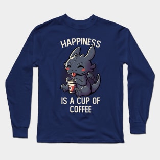 Happiness Is A Cup Of Coffee Funny Cute Gift Long Sleeve T-Shirt